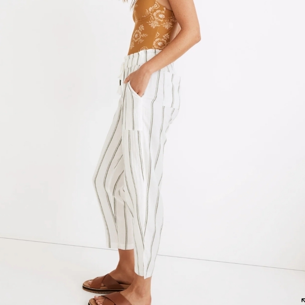 Madewell Lightestspoon Beach Cover Up Track Trousers Striped Gauzy Cotton Pants